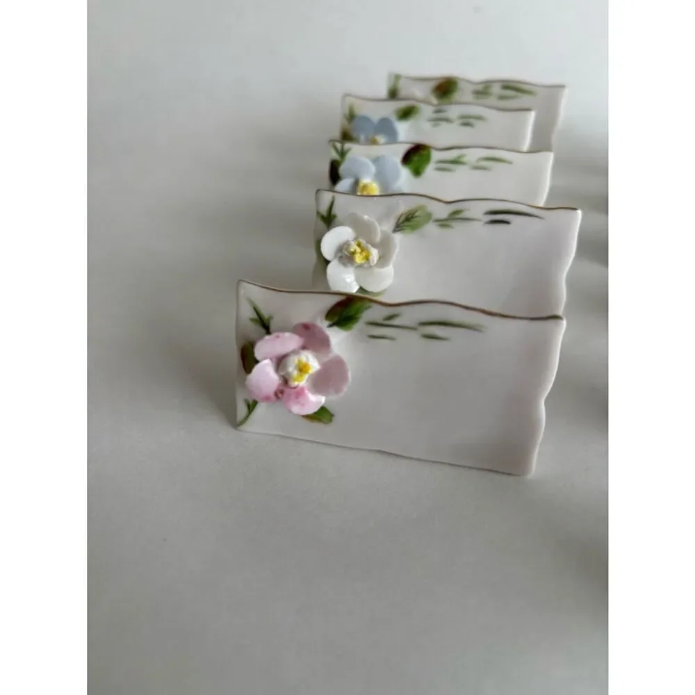 Vintage Shafford Porcelain Flower Name Place Card Set Of 24